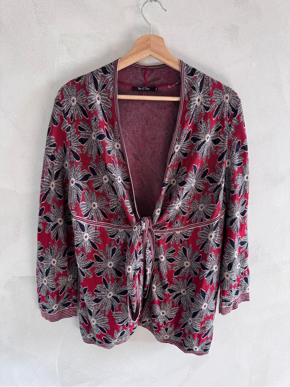 NIC+ZOE - Red, Blue & White Floral Tie-Front Cardigan
